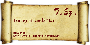 Turay Szavéta névjegykártya